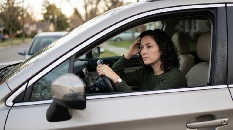 Adult experiencing delayed concussion symptoms after a car accident