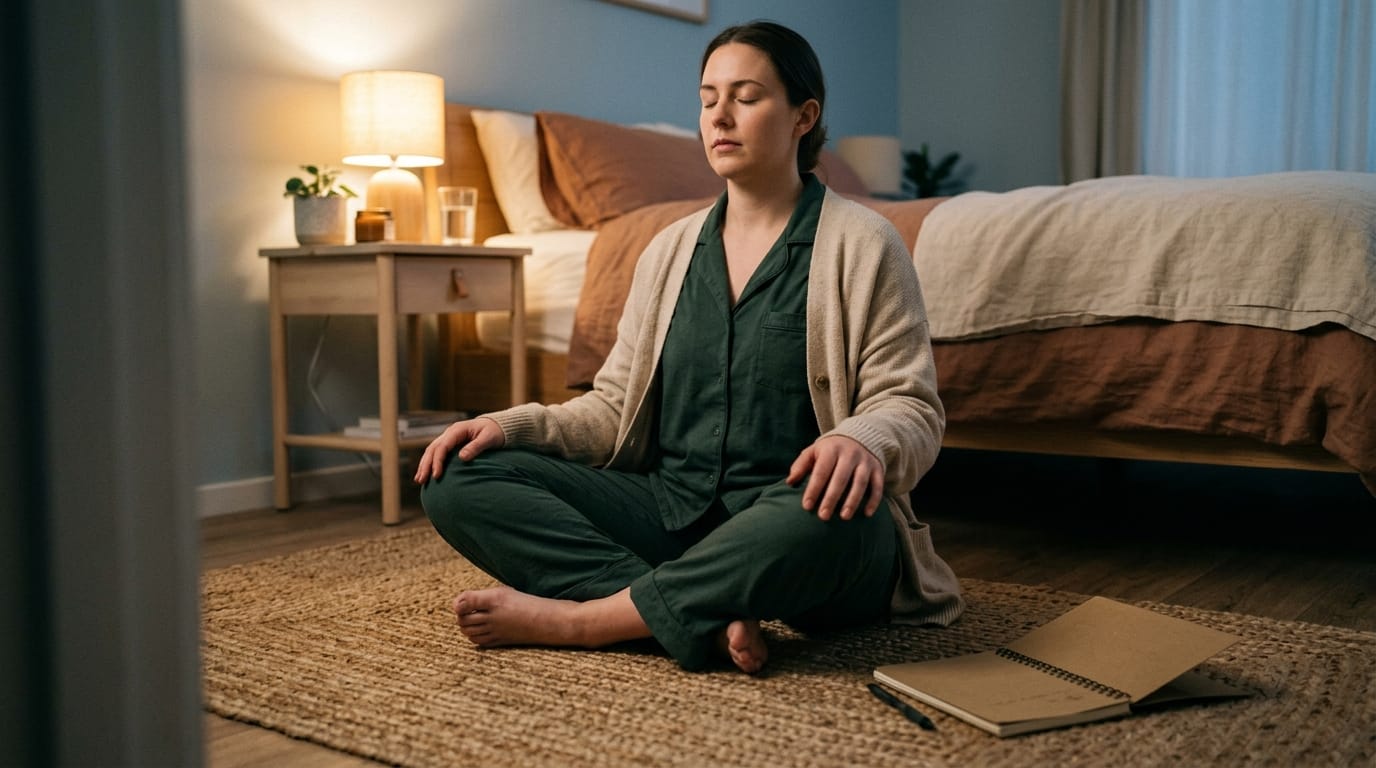 Grounding practice before bed for trauma insomnia and hypervigilance