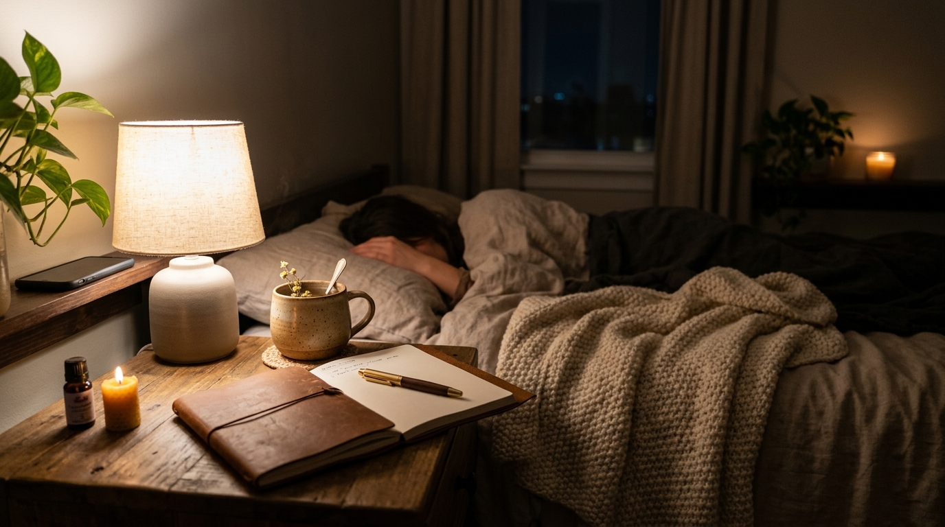 Nighttime self-care routine for nervous system regulation after trauma